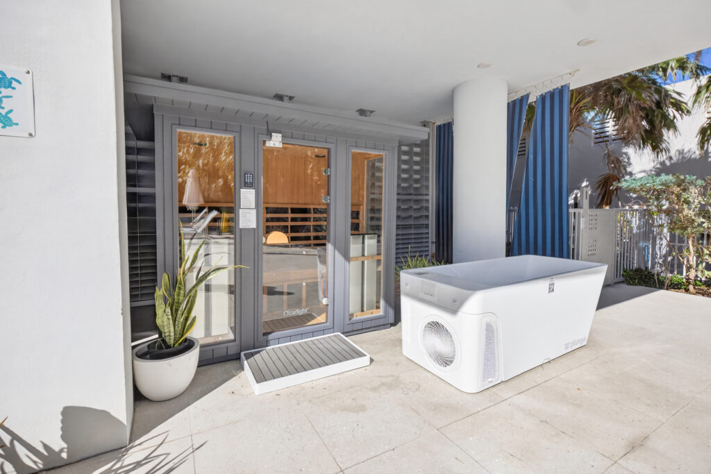 On-site sauna at Monte Carlo Miami Beach vacation rental, 6551 Collins Avenue North Beach